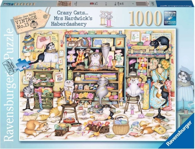 Puzzle RAVENSBURGER Crazy Cats – mačje igre u galanteriji, 1000 dijelova