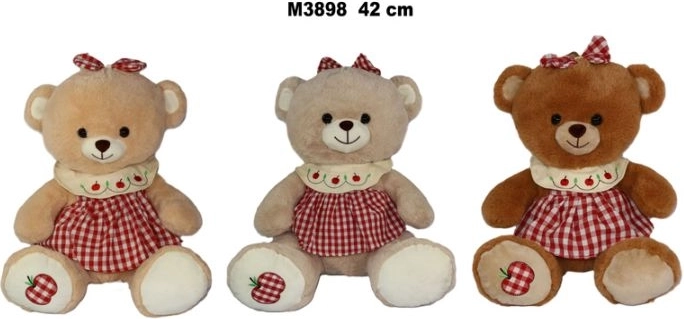 Plush teddy bear in a dress 42 cm, assorted colors - 1 piece