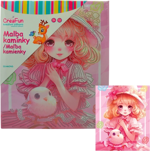 Dijamantno slikanje – ružičasta lutka 25 × 30 cm