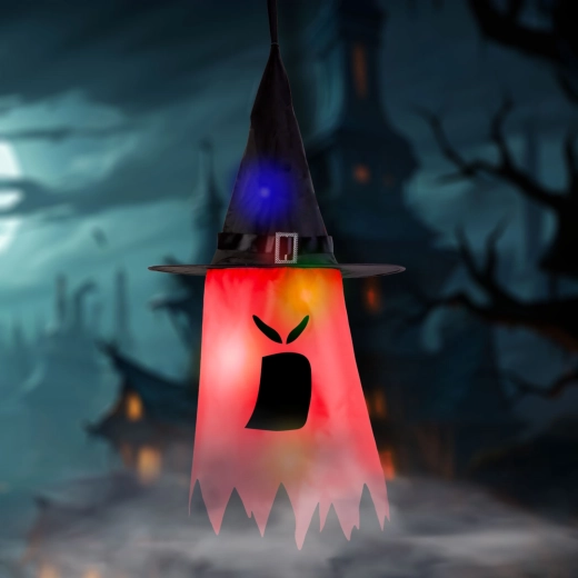 Red Halloween Hanging LED Ghost Decoration