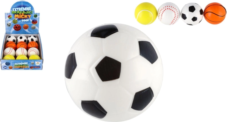 Ekstremno skakutava pjenasta loptica sa sportskim motivom 6 cm