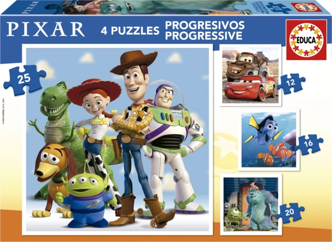 EDUCA Puzzle Disney Pixar 4u1 (12,16,20,25 dijelova)