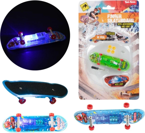 Prstolovni skateboard sa svjetlom 9,5 cm – plastični mini fingerboard