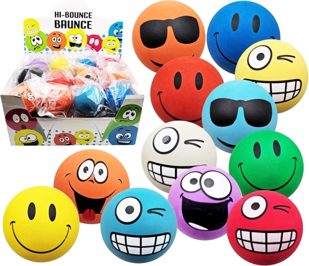 Skakajuća loptica smajlić 6 cm