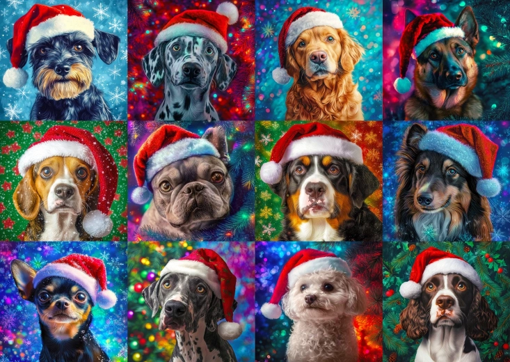 Enjoy Puzzle Christmas Dogs 1000 Pieces