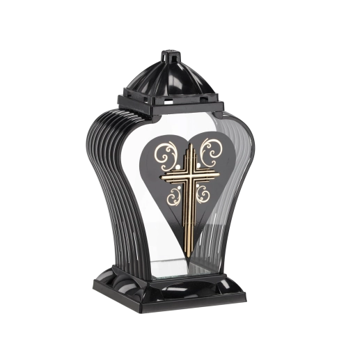 Black Amphora Cemetery Lantern with Cross, 35 cm