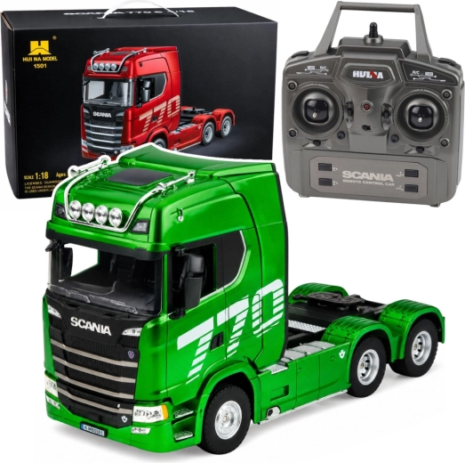 Zeleni RC tegljač Scania 770S 1:18 s LED rasvjetom i upravljanjem 2,4 GHz
