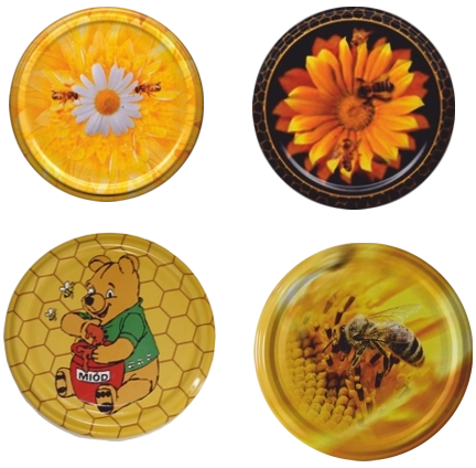 Set metalnih poklopaca 82 mm s motivom pčelice – 10 kom