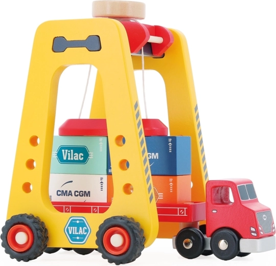 Vilac magnetic wooden container crane with truck