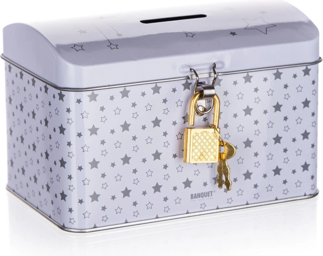 Kasica škrinja 4Kids bijela limena 12,8 × 8,4 × 8,4 cm