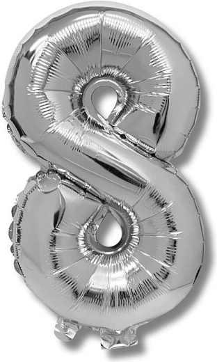 Foli balon u obliku broja 8 srebrni 40 cm
