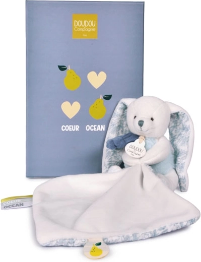 Doudou poklon set plišani zeko s dekicom 10 cm plavi