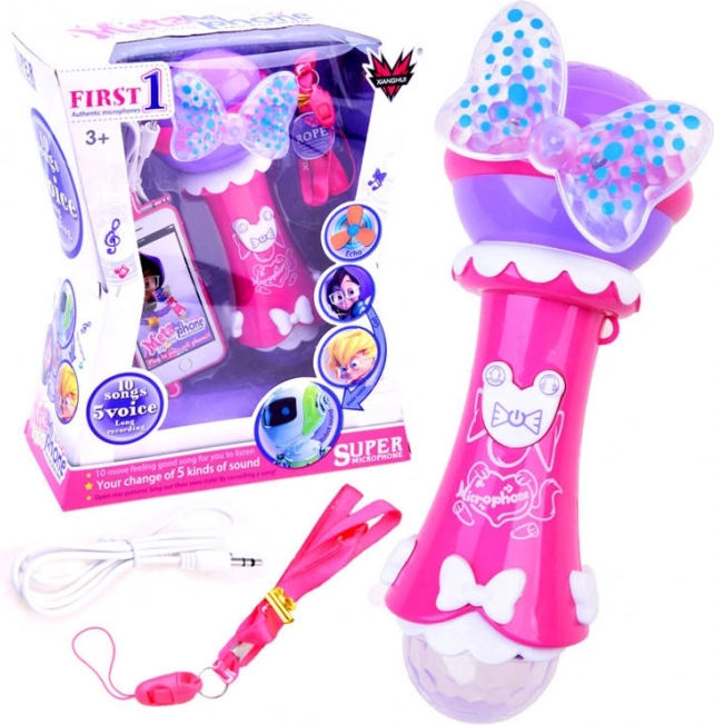 Dječji karaoke mikrofon s snimanjem i MP3 – Ružičasta