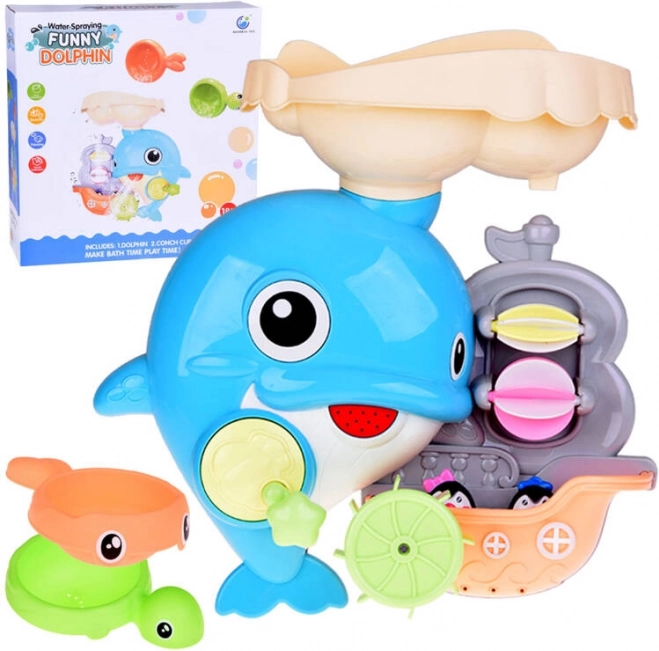 veseli dupin – igračka za kupanje s brodićem i pingvinima