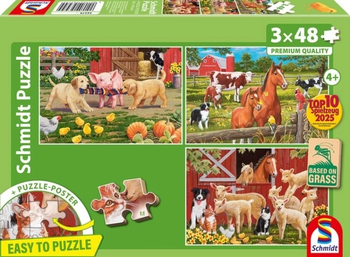 Puzzle životinje na farmi 3×48 dijelova