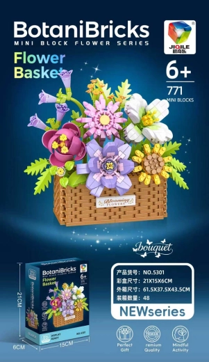 Colorful bouquet in a basket building set (771 pieces)