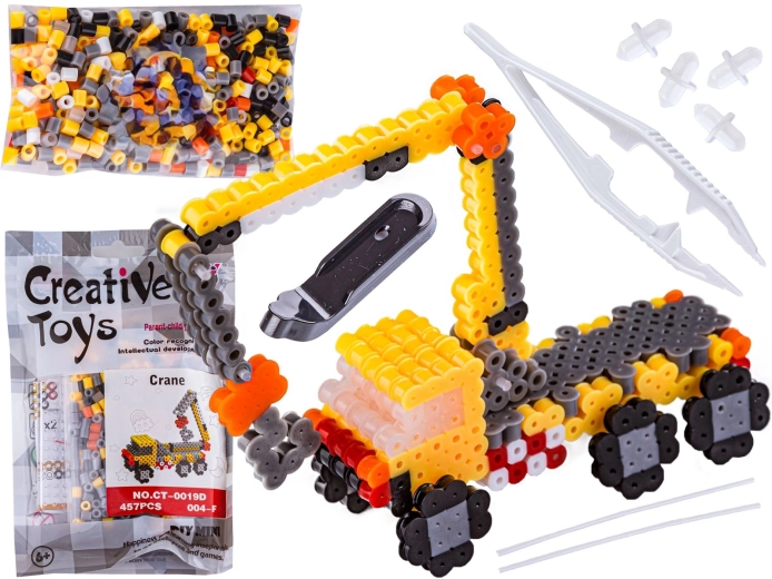 3D iron-on beads – truck with crane (HDS) in a bag