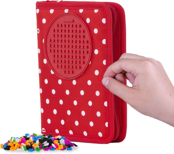 PIXIE CREW one-compartment school pencil case, red with white dots