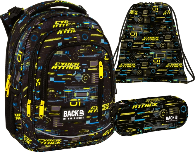 BackUP school set Cyber Attack 3-in-1 (backpack, pencil case and drawstring bag)
