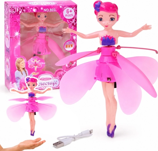 Flying fairy – interactive doll with palm sensor and light 19 cm - 1 piece