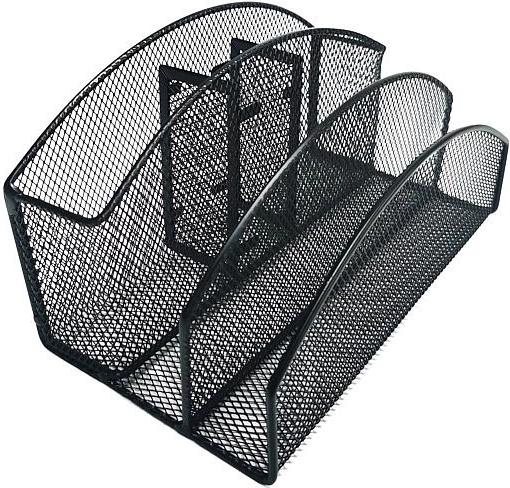 Metal Desk Organizer, 5 Compartments, Black