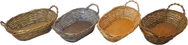 Ovalna košara od lakiranog pruća 30 × 20 × 12 cm s ručkama