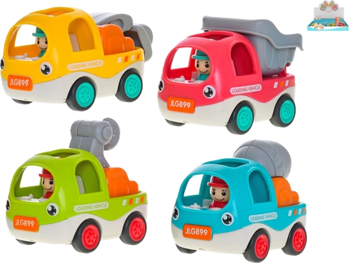 Vesela građevinska autića s povratnim pogonom 6,5 cm – set 12 kom