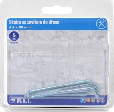 Kuka s navojem za drvo 80 × 4,2 mm, pocinčana, 5 kom