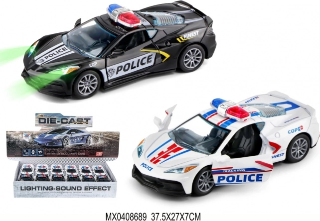 Metalni policijski autić 1:32 sa svjetlima i povratnim navijanjem