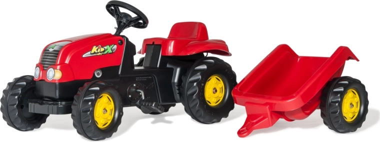 Rolly Toys dječji traktor na pedale Rolly Kid-X s prikolicom crveni