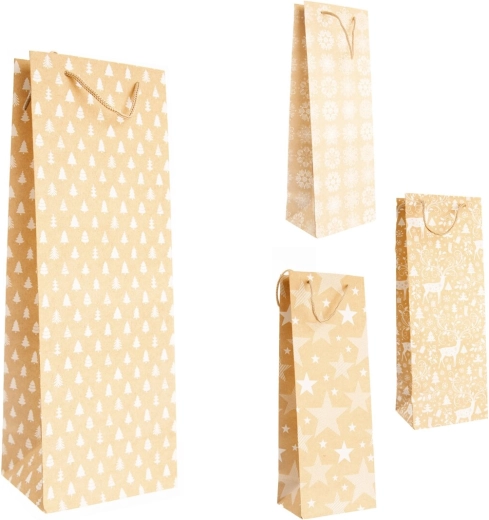 Božićna poklon vrećica bež-bijela 13 × 10 × 35 cm (4 varijante)