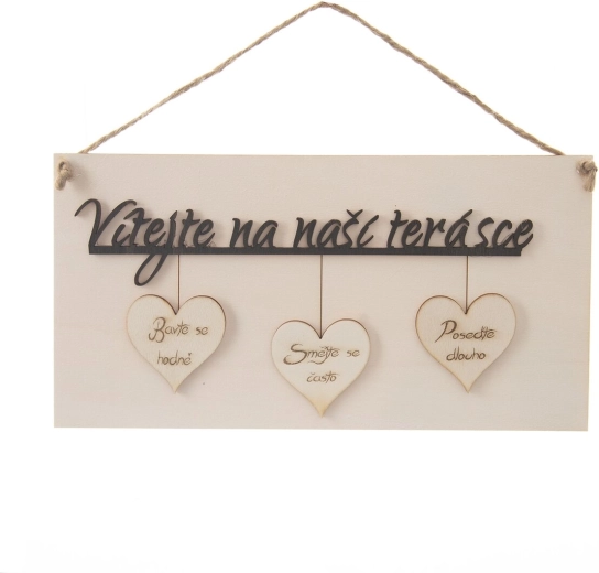 Drvena ploča „Dobrodošli na našu terasu” 34 × 16 cm