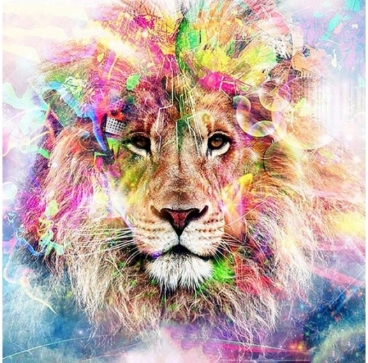 Diamond painting – rainbow lion 40 × 40 cm - 1 piece