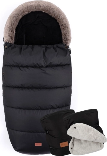 Petite&Mars zimska vreća za kolica 4u1 Comfy Forever black + rukavice za kolica Jasie ink black