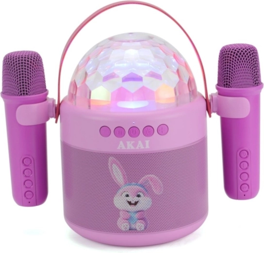 AKAI JoyBox Kids dječji karaoke set sa zvučnikom, 2 bežična mikrofona i RGB LED rasvjetom