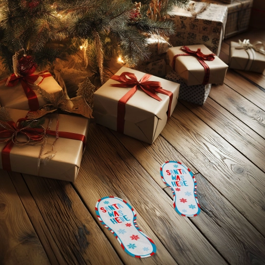 Christmas footprint stickers “Santa was here” 25 × 10 cm – 2 pieces