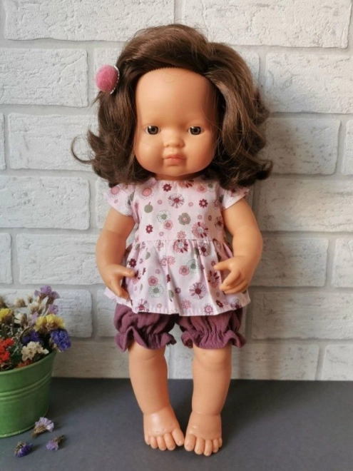 Tunika i gaćice za lutku 38 cm ružičaste rozete