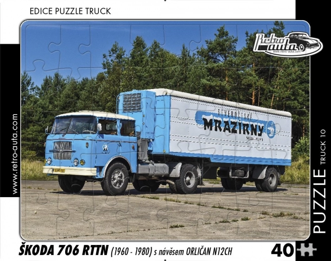 Puzzle Retro automobili Kamion Škoda 706 RTTN s poluprikolicom Orličan N12CH 40 dijelova