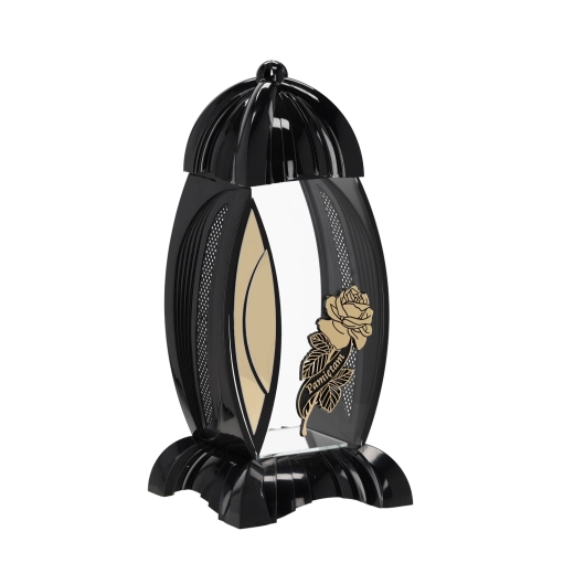 Black Marrakesh Lantern with Rose Motif, 36 cm