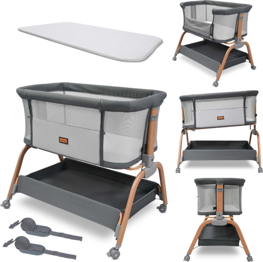 Milly Mally Nino bedside crib grey