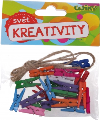 Šarene mini kvačice 2,5 cm s uzicom, 25 kom