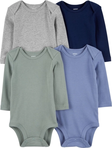Carter’s set of long-sleeve bodysuits for boys, blue/green/gray, 4 pcs, size 56