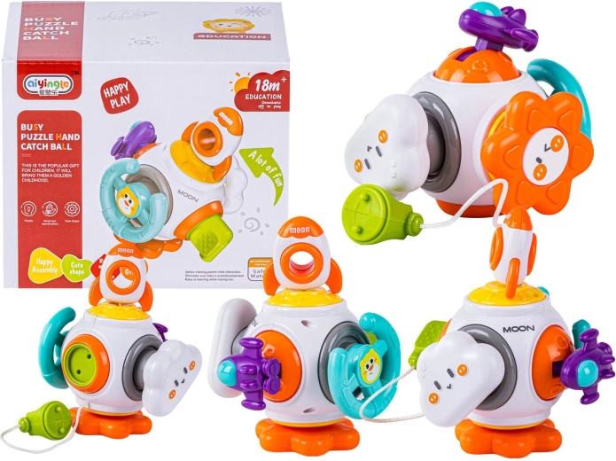 Sensory interactive educational cube – space station rocket
