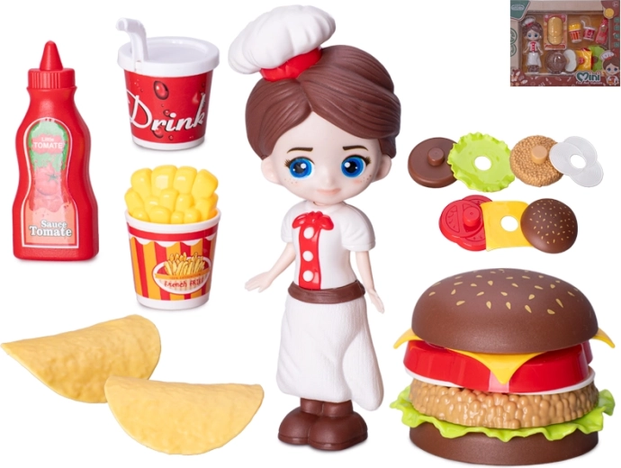 Kuharska lutka 15 cm s dodacima