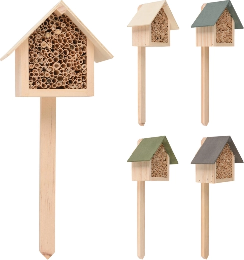 Drveni hotel za kukce s držačem 29 cm, mješavina boja 11,5 × 10 × 6,5 cm