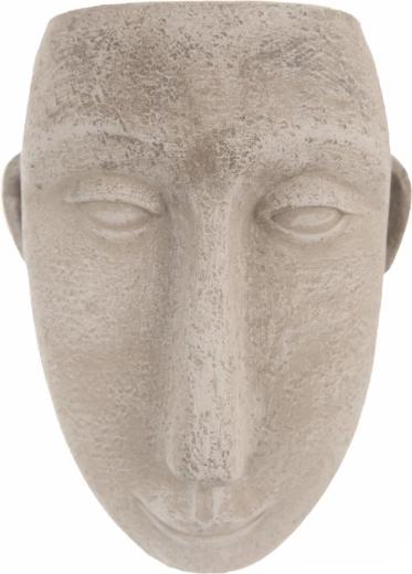 Viseća betonska tegla u obliku glave, siva, 15 × 10 × 19 cm