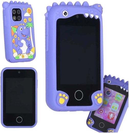 Dječji pametni telefon na dodir s fotoaparatom i kamerom, microSD 8 GB, plavi dinosaurus