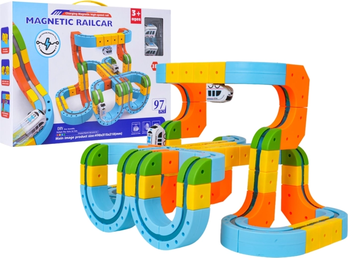 Colorful magnetic track with antigravity train (97 pieces)