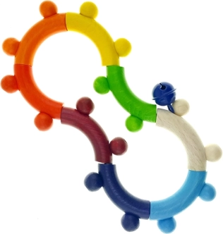 Hess zvečka za razvoj motorike, šareno drvo