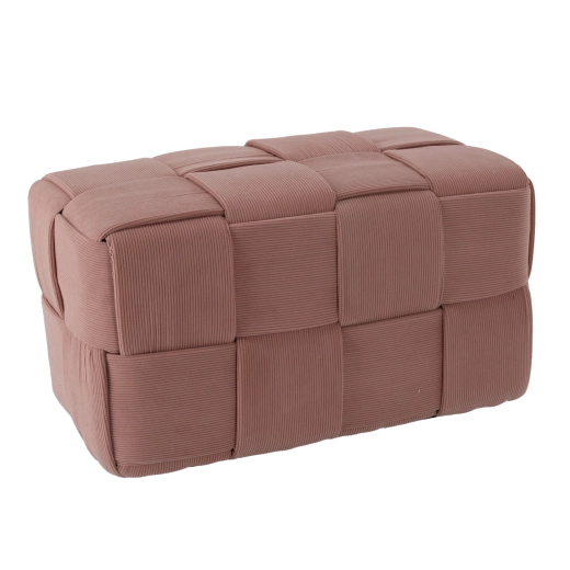 Ružičasta pletena pravokutna pufa 72 × 38 × 38 cm